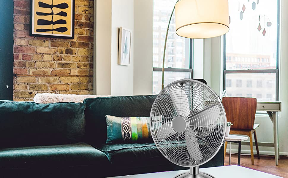 Simple Deluxe 12 Inch Stand Fan, Horizontal Ocillation 75 , 3 Settings Speeds, Low Noise, Quality Made Durable Fan, High Velocity, Heavy Duty Metal For Industrial, Commercial, Residential, Silver