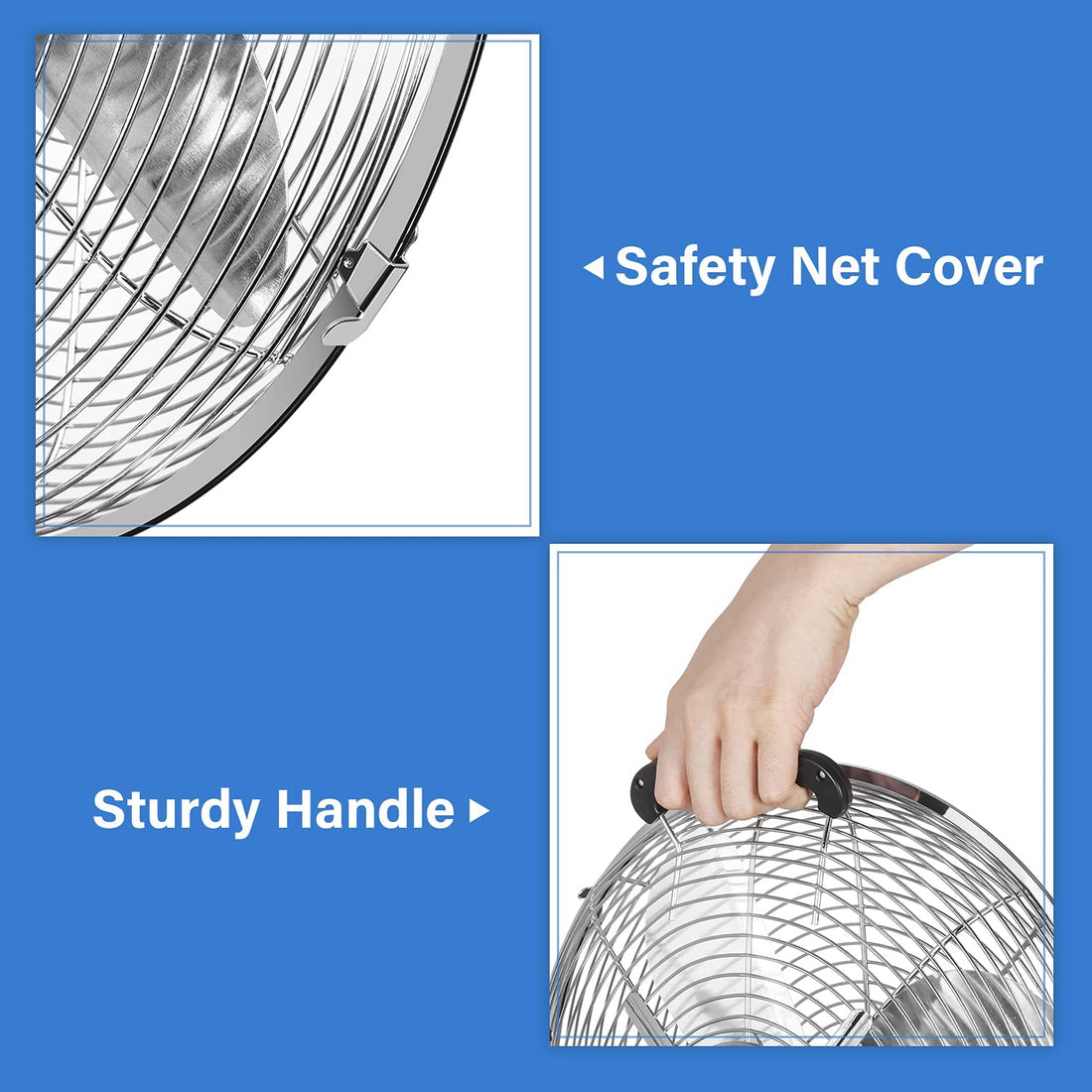 Simple Deluxe 12 Inch Stand Fan, Horizontal Ocillation 75 , 3 Settings Speeds, Low Noise, Quality Made Durable Fan, High Velocity, Heavy Duty Metal For Industrial, Commercial, Residential, Silver
