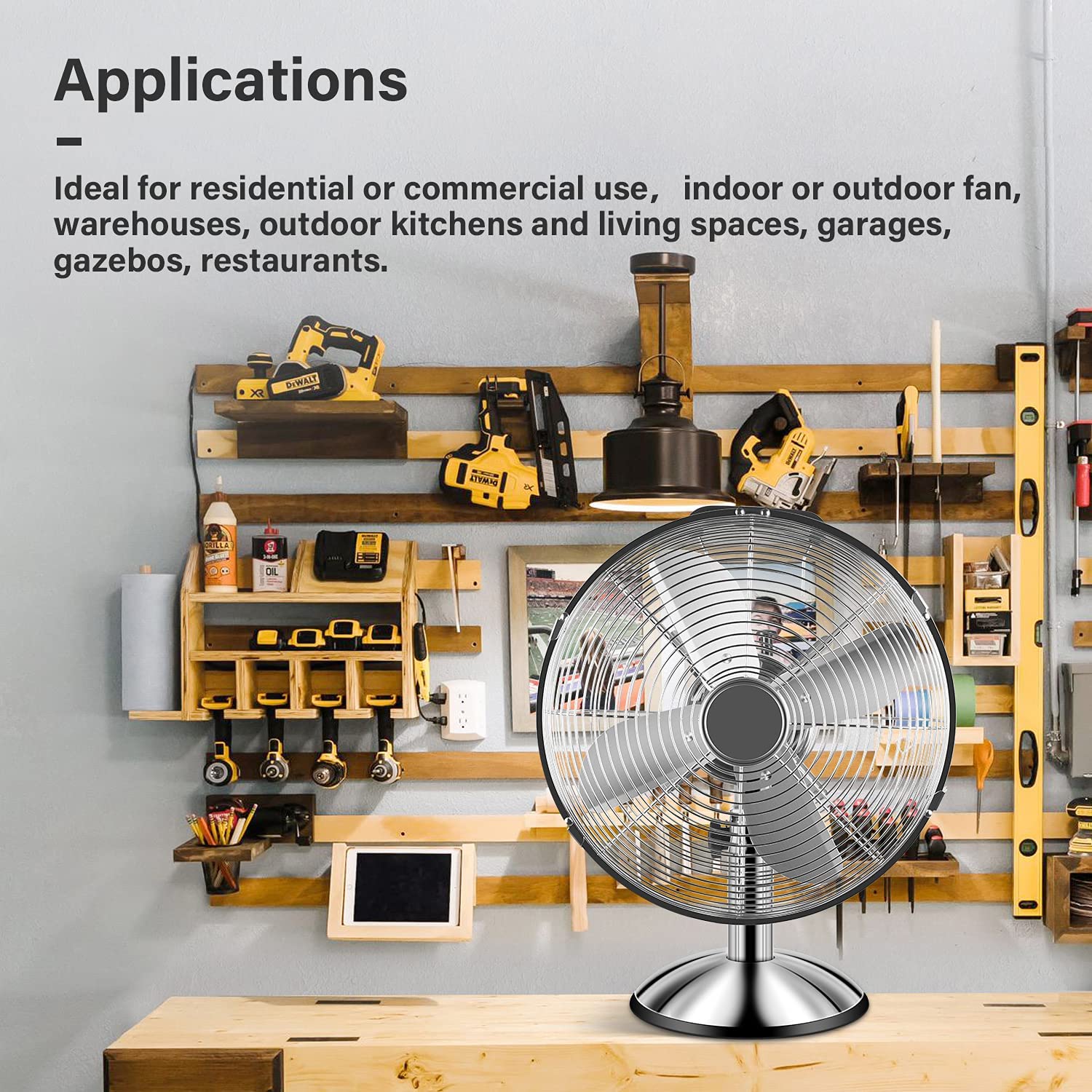 Simple Deluxe 12 Inch Stand Fan, Horizontal Ocillation 75 , 3 Settings Speeds, Low Noise, Quality Made Durable Fan, High Velocity, Heavy Duty Metal For Industrial, Commercial, Residential, Silver