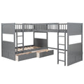 Twin Size Bunk Bed With A Loft Bed Attached, With Two Drawers,Gray Gray Pine