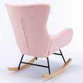 Teddy Fabric Padded Seat Rocking Chair With High Backrest And Armrests Pink Foam Upholstered