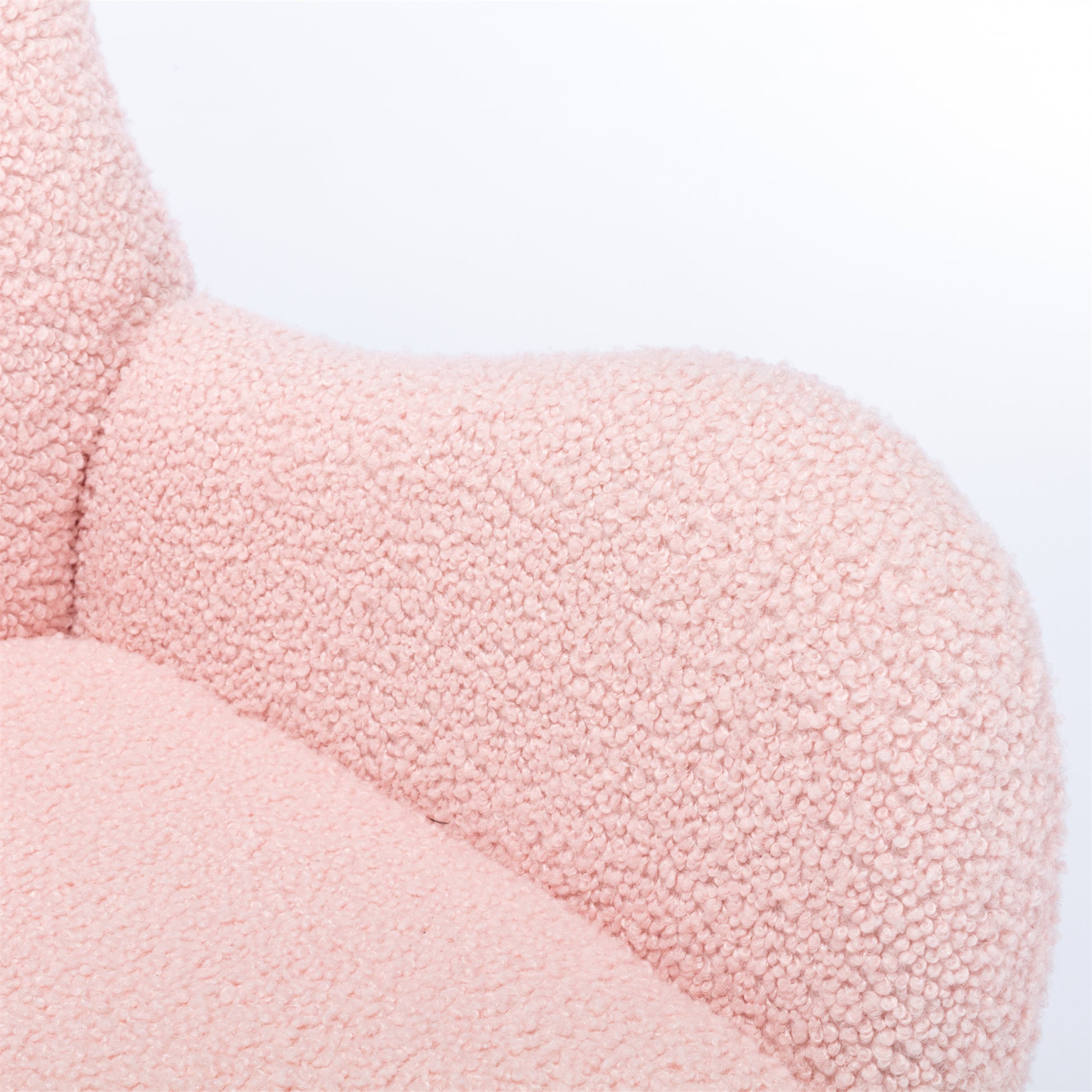 Teddy Fabric Padded Seat Rocking Chair With High Backrest And Armrests Pink Foam Upholstered