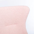 Teddy Fabric Padded Seat Rocking Chair With High Backrest And Armrests Pink Foam Upholstered