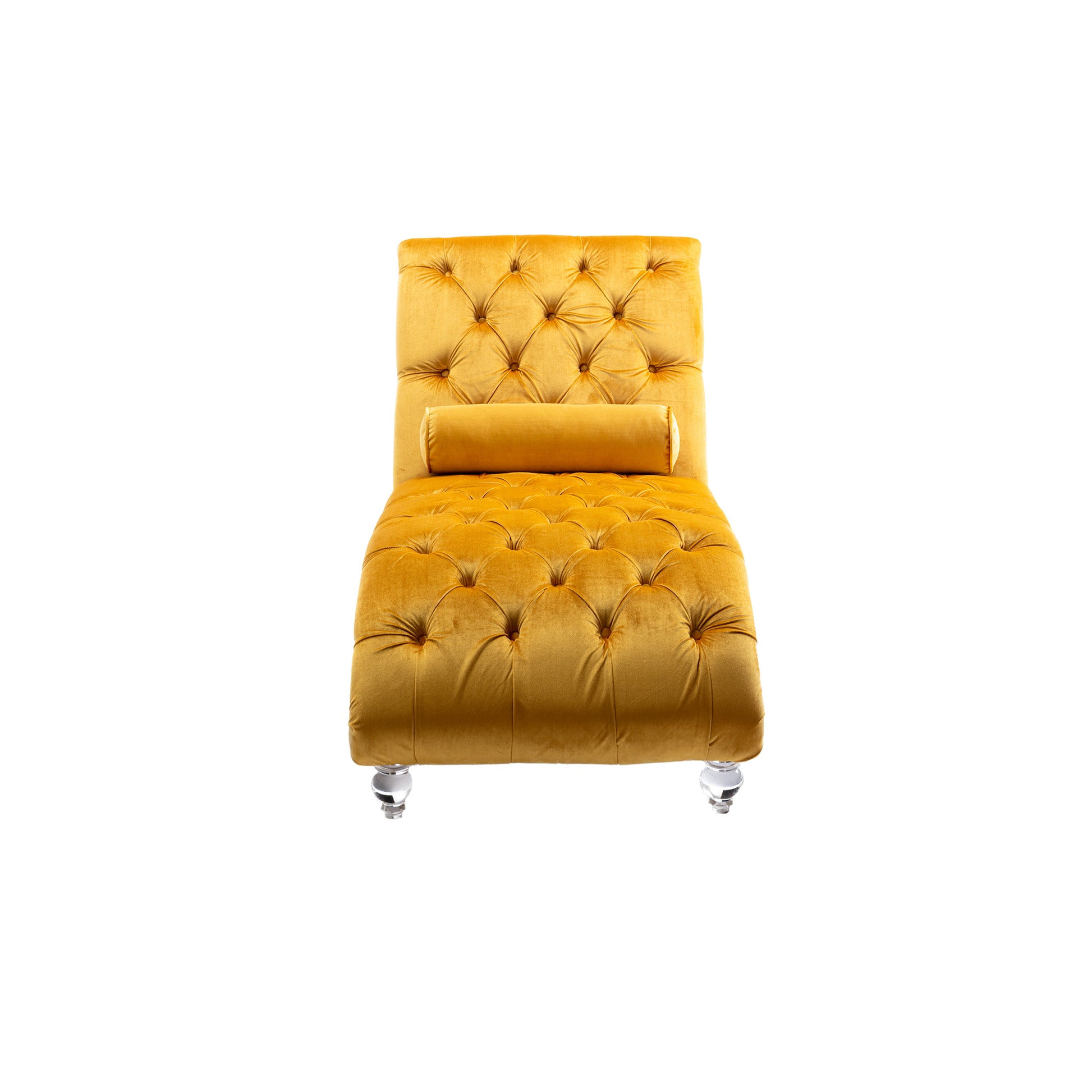 Coomoreleisure Concubine Sofa With Acrylic Feet Mustard Velvet