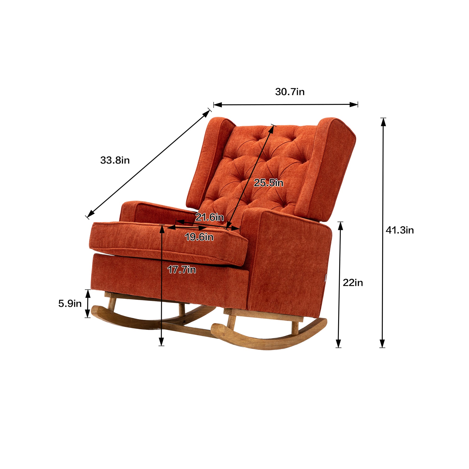Coolmore Living Room Comfortable Rocking Chair Accent Chair Orange Polyester