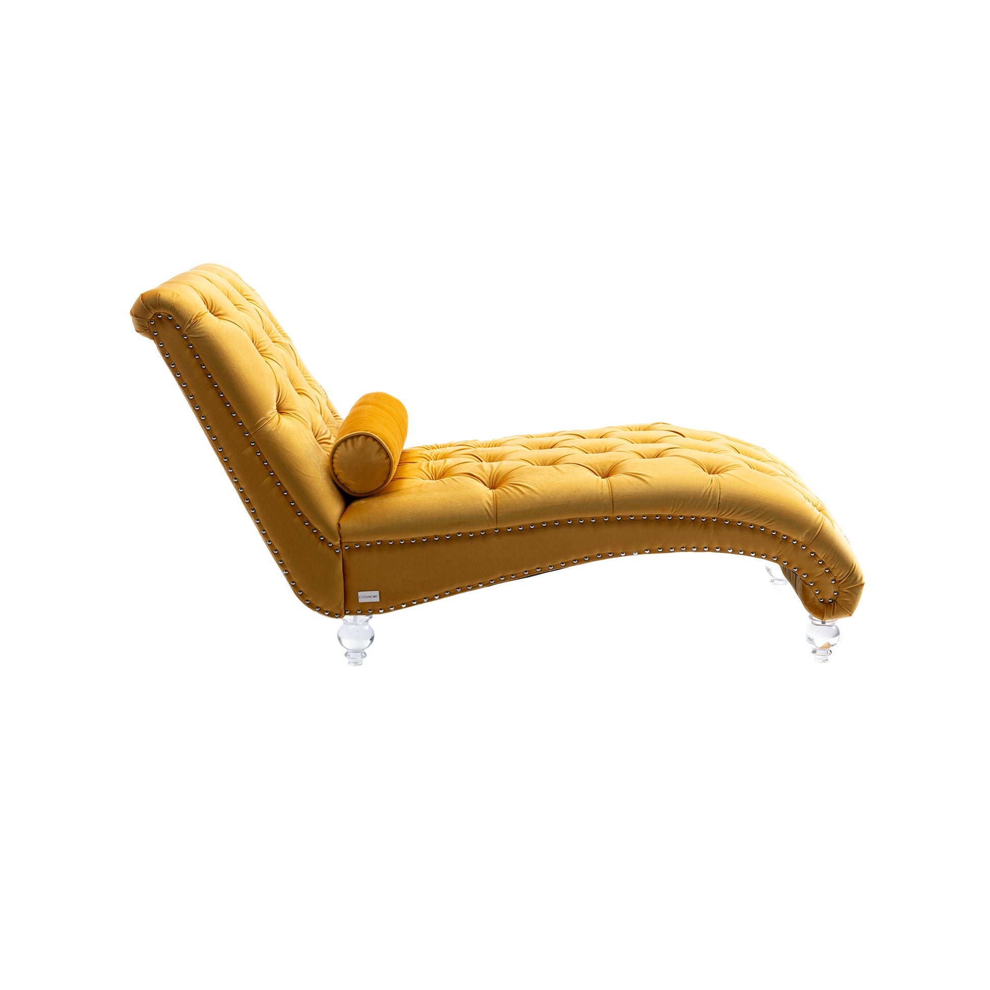 Coomoreleisure Concubine Sofa With Acrylic Feet Mustard Velvet