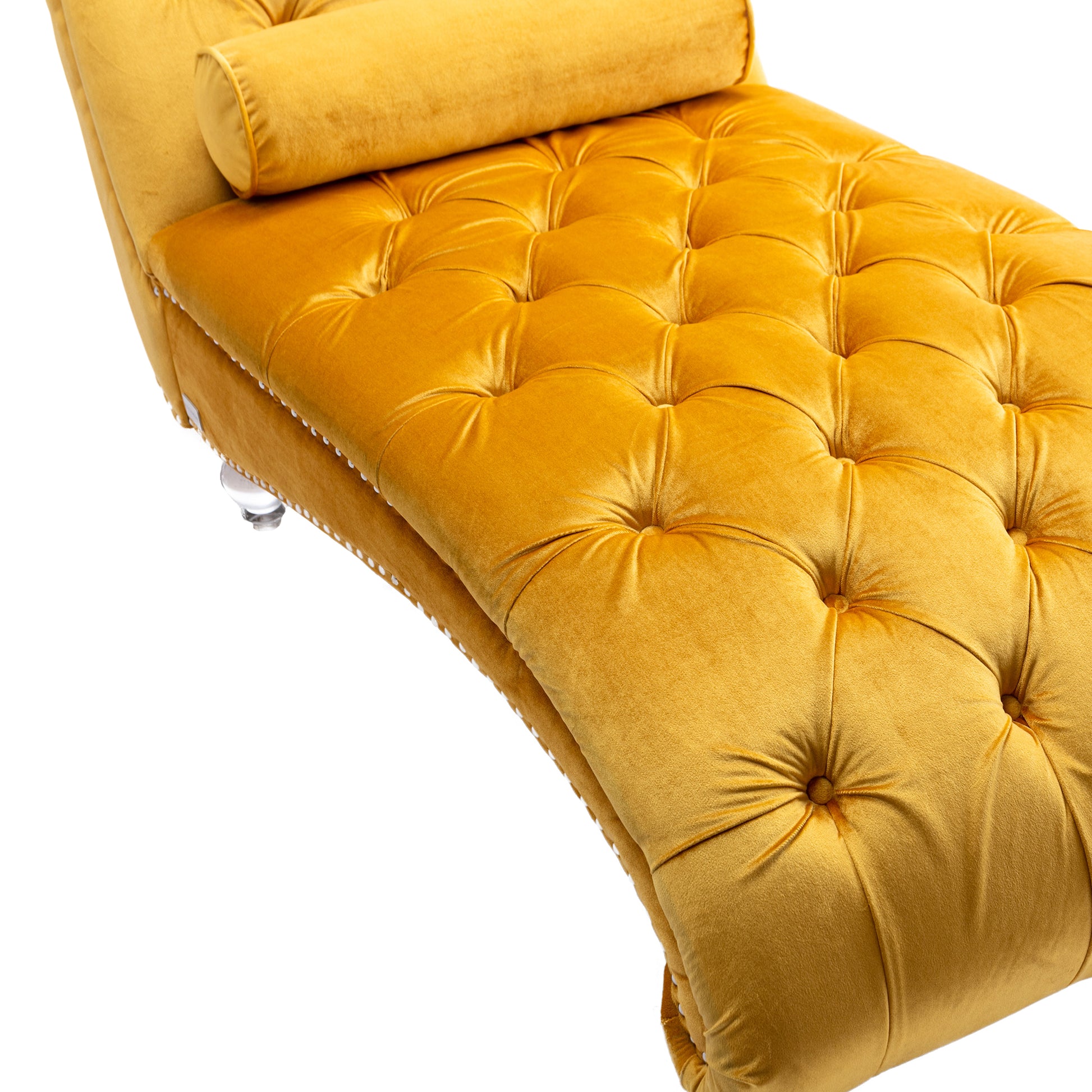Coomoreleisure Concubine Sofa With Acrylic Feet Mustard Velvet