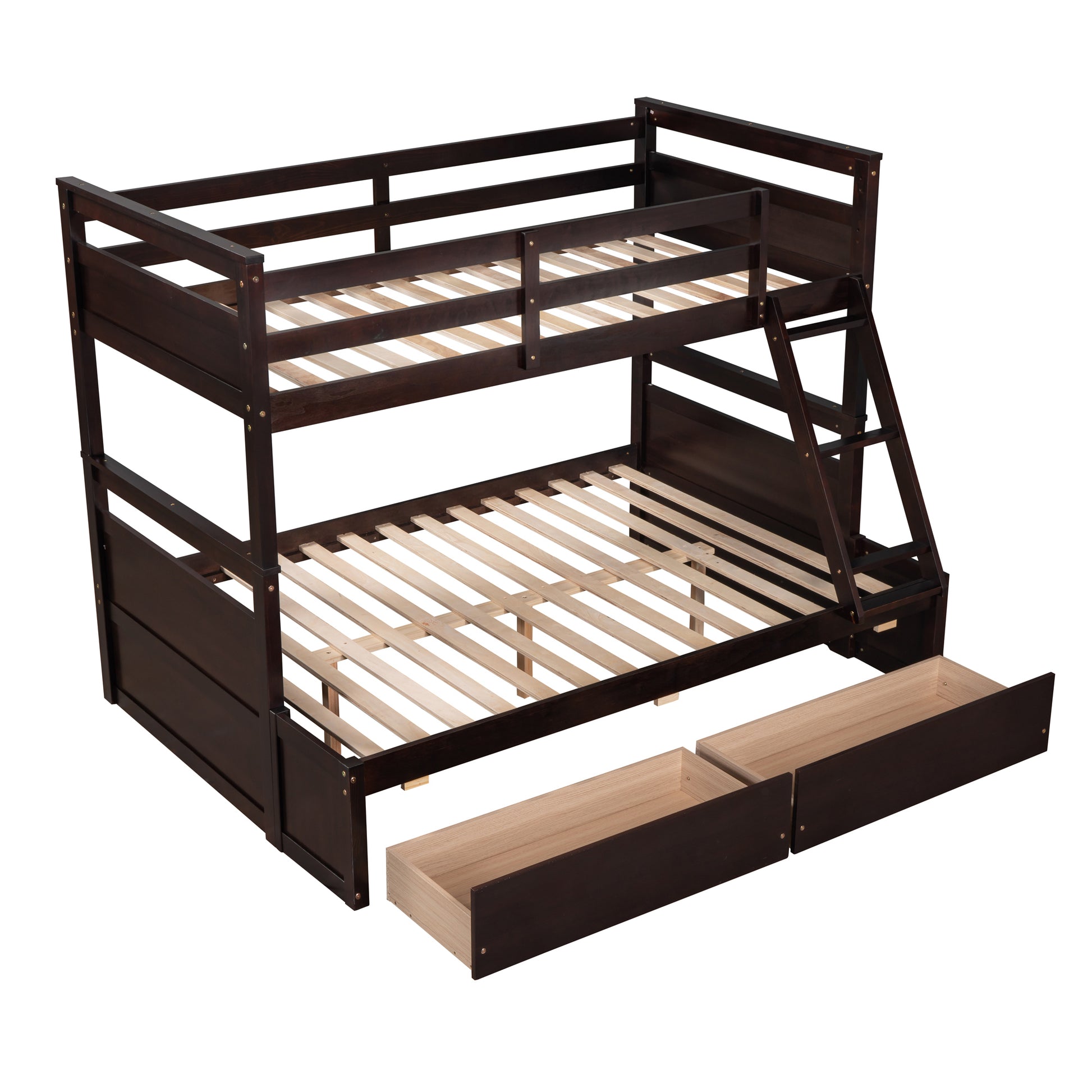 Twin Over Full Bunk Bed With Storage Espresso Old Sku :Lp000022Aap Twin Espresso Solid Wood