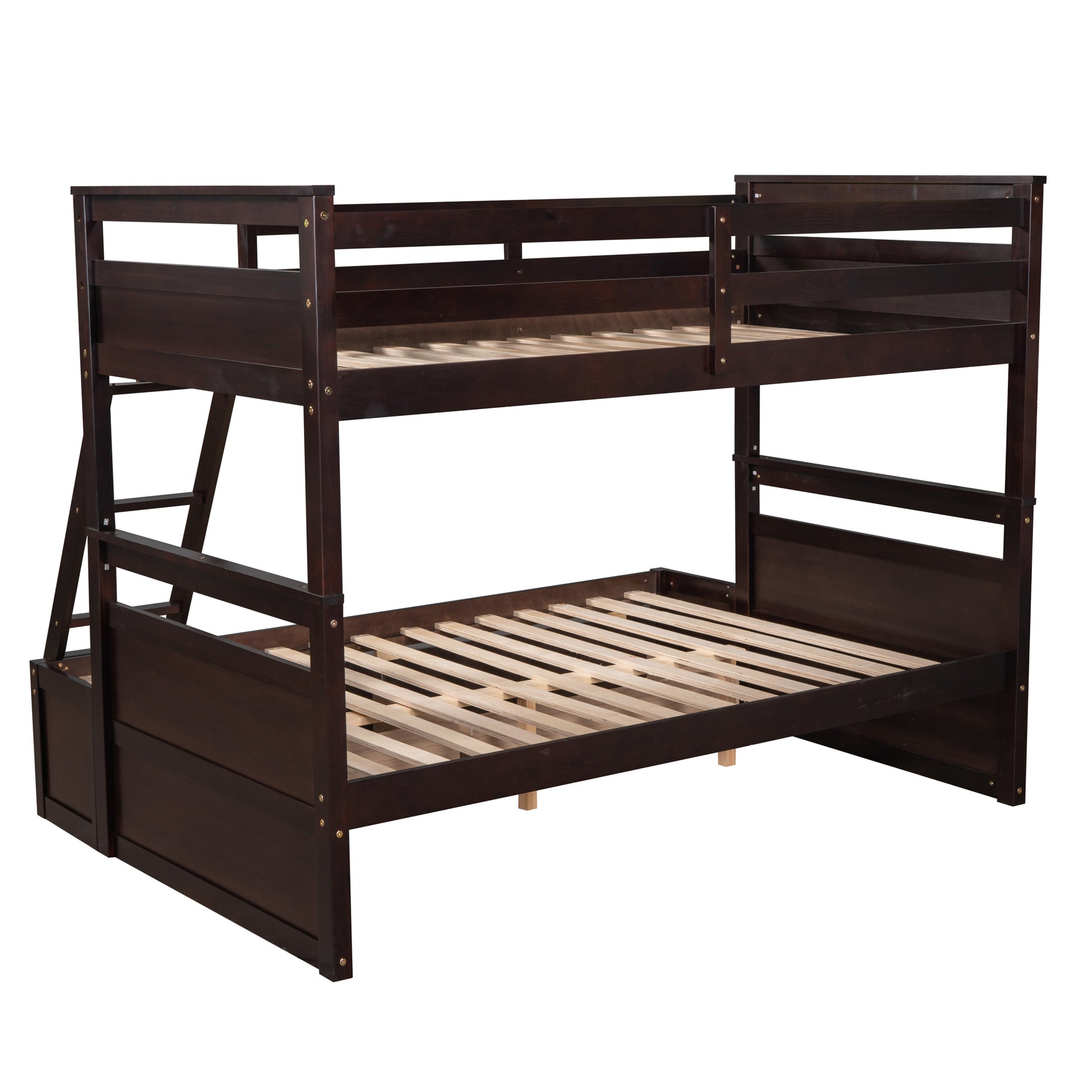 Twin Over Full Bunk Bed With Storage Espresso Old Sku :Lp000022Aap Twin Espresso Solid Wood