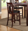 Modern Contemporary 5Pc Counter Height Dining Set Cherry Brown Finish Unique Eyelet Back 4X Chairs Brown Wood Dining Room Rubberwood Square Dining Table With Chair Wood Wood Brown Seats 4 42 Inches Contemporary,Modern 4 Leg Rubber Wood