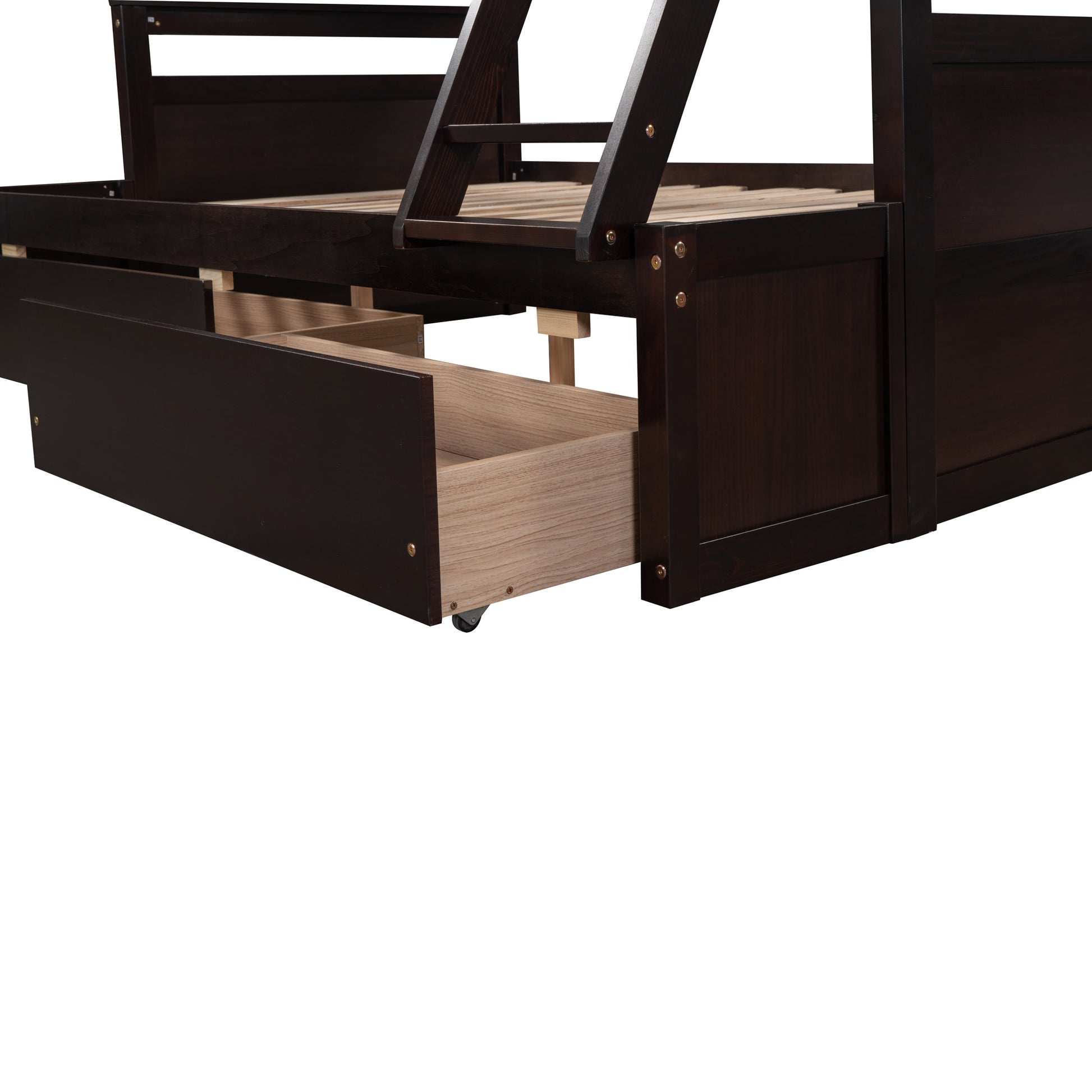 Twin Over Full Bunk Bed With Storage Espresso Old Sku :Lp000022Aap Twin Espresso Solid Wood