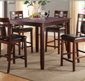 Modern Contemporary 5Pc Counter Height Dining Set Cherry Brown Finish Unique Eyelet Back 4X Chairs Brown Wood Dining Room Rubberwood Square Dining Table With Chair Wood Wood Brown Seats 4 42 Inches Contemporary,Modern 4 Leg Rubber Wood