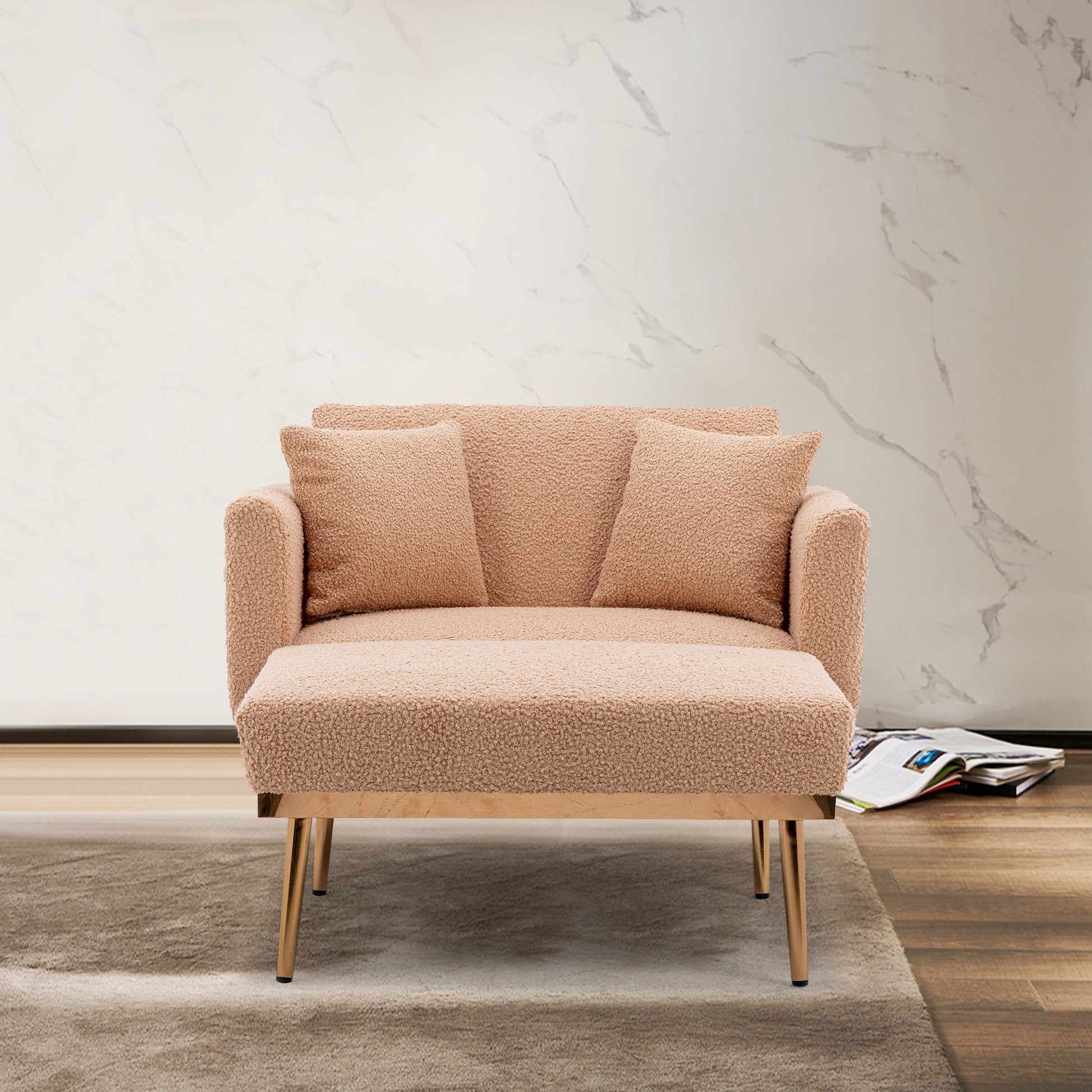 Coolmore Fashionable And Classic Style Chaise Lounge Chair Accent Chair For Living Room, Bedroom Camel Teddy Camel Teddy Foam Teddy