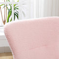 Teddy Fabric Padded Seat Rocking Chair With High Backrest And Armrests Pink Foam Upholstered