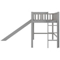 Twin Size Low Loft Bed With Ladder And Slide, Gray Old Sku:Wf196418Aae Gray Pine