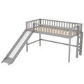 Twin Size Low Loft Bed With Ladder And Slide, Gray Old Sku:Wf196418Aae Gray Pine