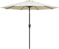 Simple Deluxe 9Ft Outdoor Market Table Patio Umbrella With Button Tilt, Crank And 8 Sturdy Ribs For Garden, Beige Beige Seats 8 Stainless Steel