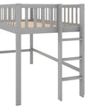 Twin Size Low Loft Bed With Ladder And Slide, Gray Old Sku:Wf196418Aae Gray Pine