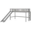 Twin Size Low Loft Bed With Ladder And Slide, Gray Old Sku:Wf196418Aae Gray Pine