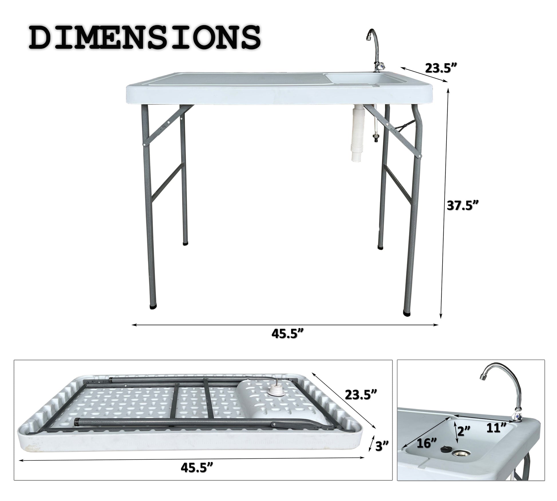 Outdoor Fish And Game Cutting Cleaning Table W Sink And Faucet Off White Hdpe