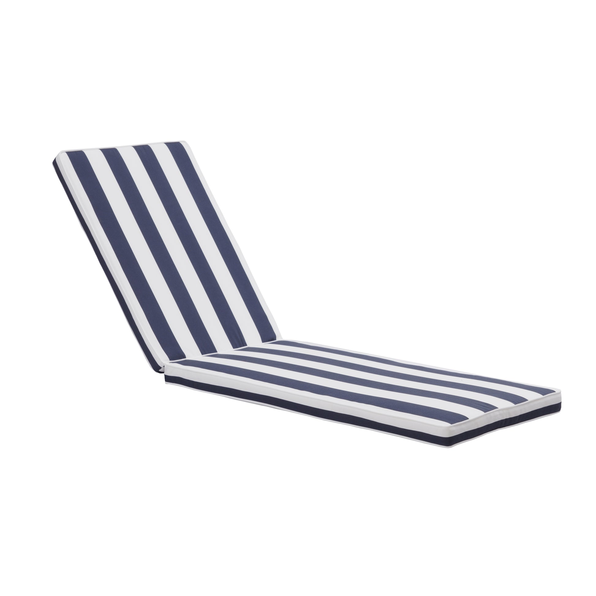 2Pcs Set Outdoor Lounge Chair Cushion Replacement Patio Funiture Seat Cushion Chaise Lounge Cushion Blue Striped Polyester