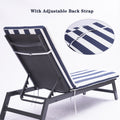 1Pcs Outdoor Lounge Chair Cushion Replacement Patio Funiture Seat Cushion Chaise Lounge Cushion Blue Striped Polyester