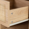 Byron C Rattan Twinset Beside Stand Nightsand Bedside Cabinet With Drawer 2Pcs Beige Yellow Mdf