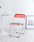 Red Ruby Clear Transparent Folding Chair Chair Pc Plastic Living Room Seat Zdy Hong 4 Red Steel