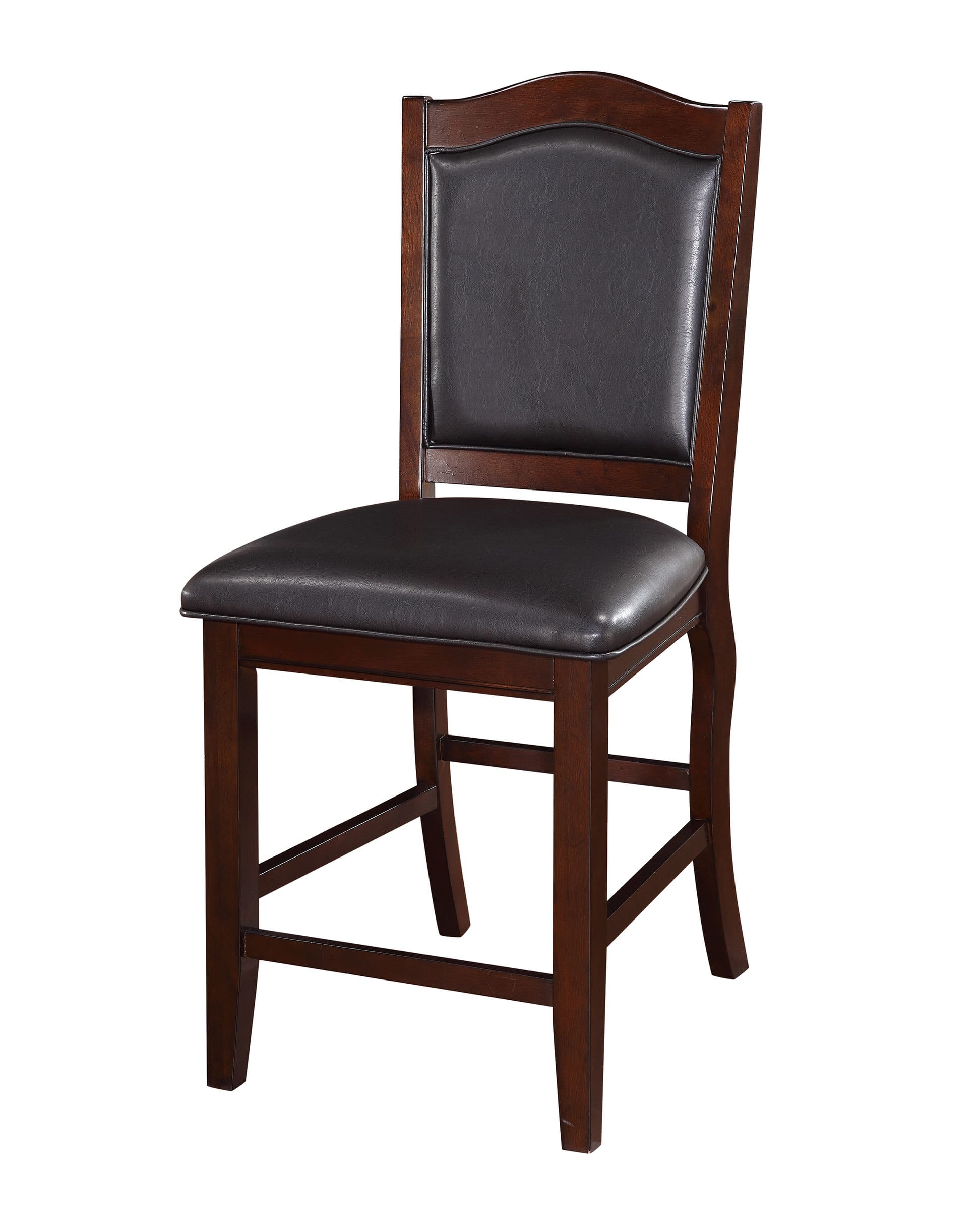 Dark Brown Wood Finish Set Of 2 Counter Height Chairs Faux Leather Upholstery Seat Back Kitchen Dining Room Chair Dark Brown Brown Dining Room Contemporary,Traditional Dining Chairs Rubberwood Solid Back Solid Wood