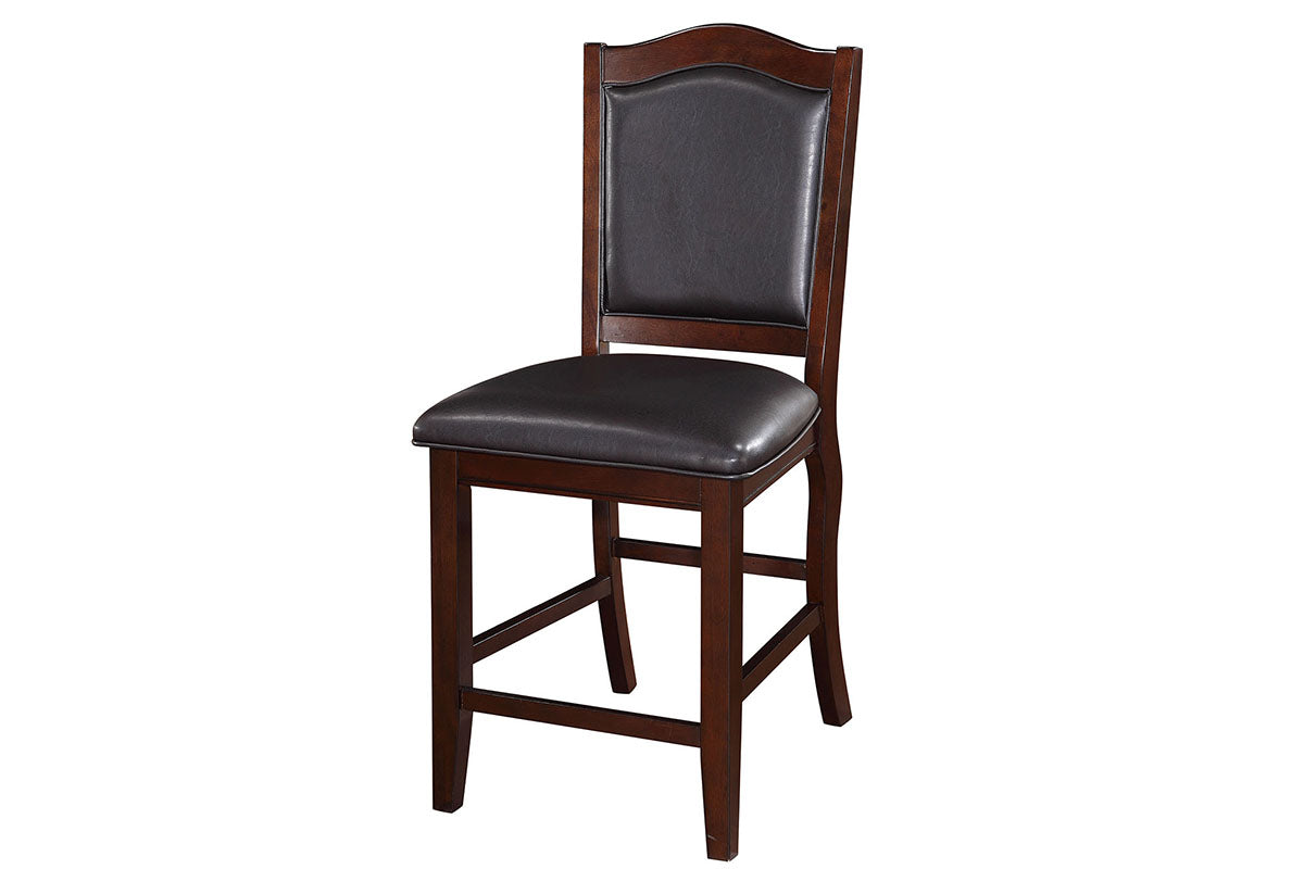 Dark Brown Wood Finish Set Of 2 Counter Height Chairs Faux Leather Upholstery Seat Back Kitchen Dining Room Chair Dark Brown Brown Dining Room Contemporary,Traditional Dining Chairs Rubberwood Solid Back Solid Wood