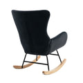 Velvet Fabric Padded Seat Rocking Chair With High Backrest And Armrests Black Foam Upholstered