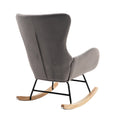 Velvet Fabric Padded Seat Rocking Chair With High Backrest And Armrests Dark Grey Foam Upholstered