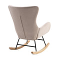 Velvet Fabric Padded Seat Rocking Chair With High Backrest And Armrests Beige Foam Upholstered