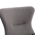 Velvet Fabric Padded Seat Rocking Chair With High Backrest And Armrests Dark Grey Foam Upholstered