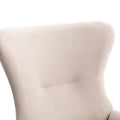 Velvet Fabric Padded Seat Rocking Chair With High Backrest And Armrests Beige Foam Upholstered
