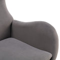 Velvet Fabric Padded Seat Rocking Chair With High Backrest And Armrests Dark Grey Foam Upholstered