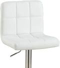 White Faux Leather Bar Stool Counter Height Chairs Set Of 2 Adjustable Height Kitchen Island Stools Modern White Dining Room Contemporary,Modern Bar Stools Tufted Back Metal