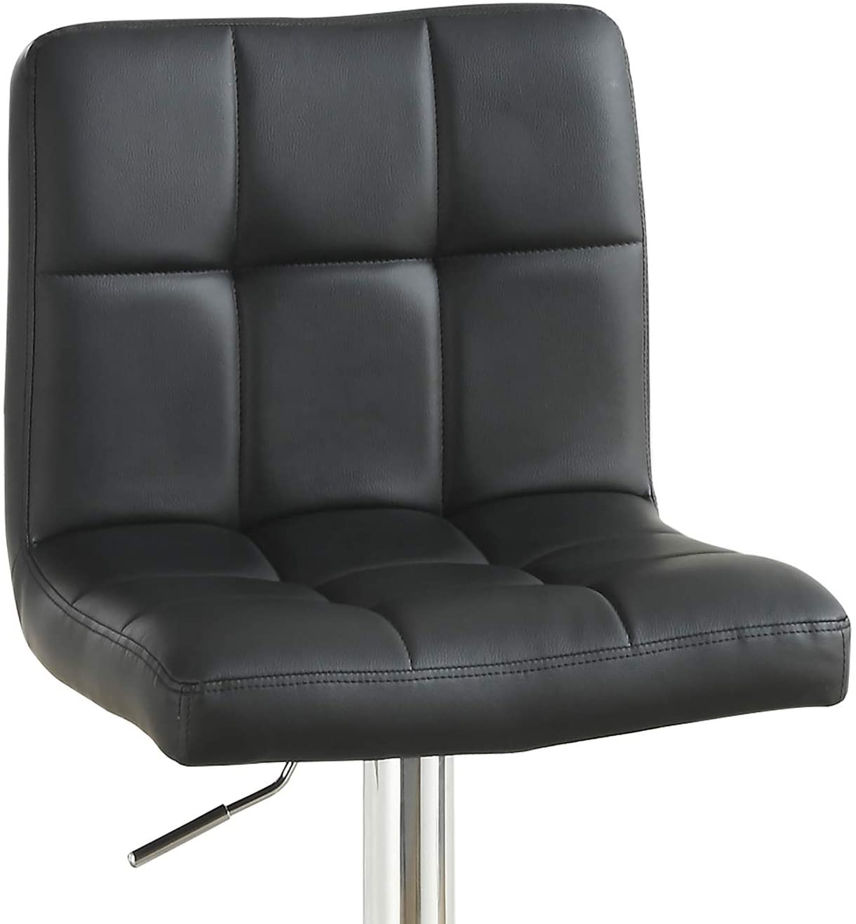 Black Faux Leather Bar Stool Counter Height Chairs Set Of 2 Adjustable Height Kitchen Island Stools Modern Black Dining Room Contemporary,Modern Bar Stools Tufted Back Metal