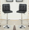Black Faux Leather Bar Stool Counter Height Chairs Set Of 2 Adjustable Height Kitchen Island Stools Modern Black Dining Room Contemporary,Modern Bar Stools Tufted Back Metal