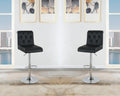 Adjustable Bar Stool Gas Lift Chair Black Faux Leather Tufted Chrome Base Modern Set Of 2 Chairs Dining Kitchen Black Dining Room Contemporary,Modern Bar Stools Tufted Back Metal
