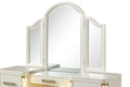 Vanity Set With Side Led Lightning Made With Wood In Beige Beige Drawer 5 Drawers & Above Ball Bearing Glides Bedroom Contemporary,Modern Acacia Mirror Included Solid Wood Mdf Wood