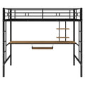 Loft Bed With Desk And Shelfspace Saving Design,Twin Old Sku:Mf193081Aab Black Metal