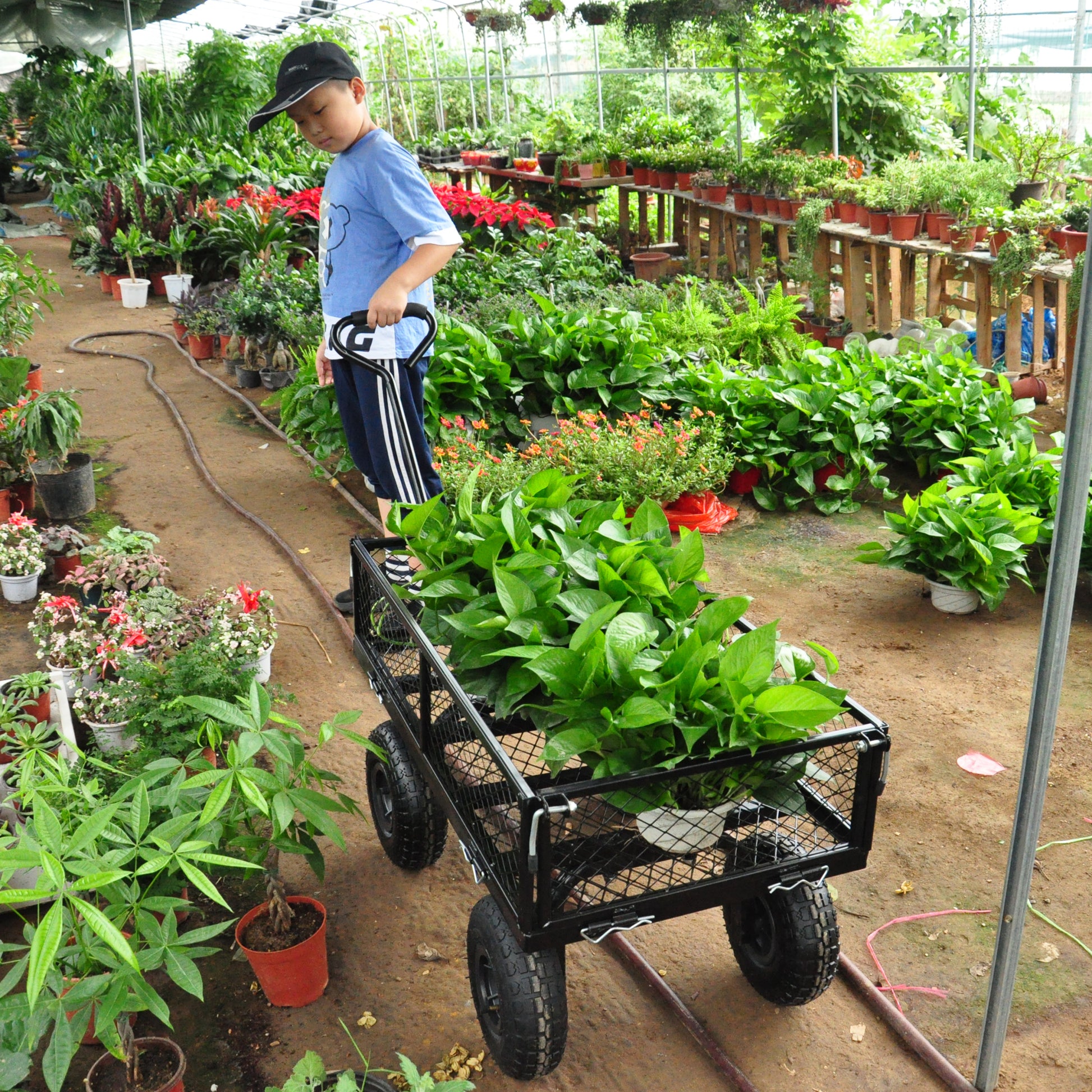 Wagon Cart Garden Cart Trucks Make It Easier To Transport Firewood Tc1840Bkg Black Metal