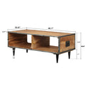 Coffee Table Black Metal Fitting Leg Kd Brown Solid Wood