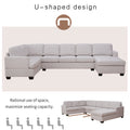 Ustyle Modern Large Upholstered U Shape Sectional Sofa, Extra Wide Chaise Lounge Couch, Beige Beige Polyester