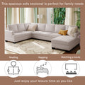 Ustyle Modern Large Upholstered U Shape Sectional Sofa, Extra Wide Chaise Lounge Couch, Beige Beige Polyester