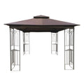 10X10 Outdoor Patio Gazebo Canopy Tent With Ventilated Double Roof And Mosquito Net Detachable Mesh Screen On All Sides ,Suitable For Lawn, Garden, Backyard And Deck,Brown Top Brown Steel