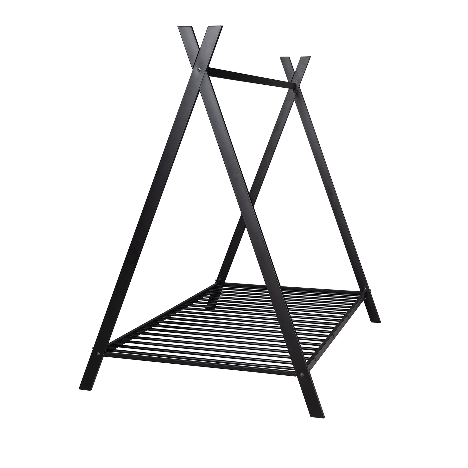 House Bed Tent Bed Frame Twin Size Metal Floor Play House Bed With Slat For Kids Girls Boysno Box Spring Needed Black Black Metal