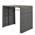 5 Pieces Outdoor Patio Wicker Bar Set, Bar Height Chairs With Non Slip Feet And Fixed Rope, Removable Cushion, Acacia Wood Table Top, Brown Wood And Gray Wicker Yes Gray Wicker