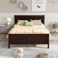 Queen Size Wood Platform Bed With Headboard And Wooden Slat Support Espresso Espresso Solid Wood